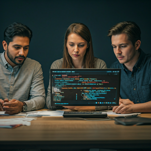 Team working on code